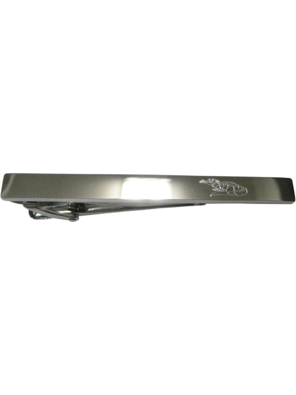Sleek Silver Etched Alligator Tie Clip | Stylish Accessory for Men’s Formal Wear
